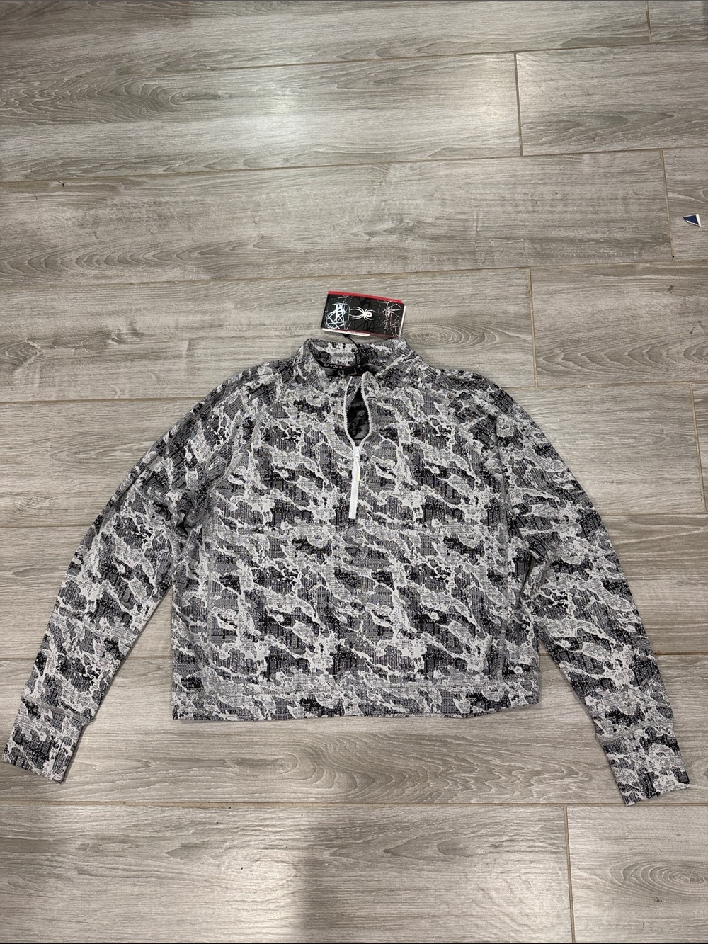 Spyder Gray Camouflage Quarter-Zip Sweater size XL